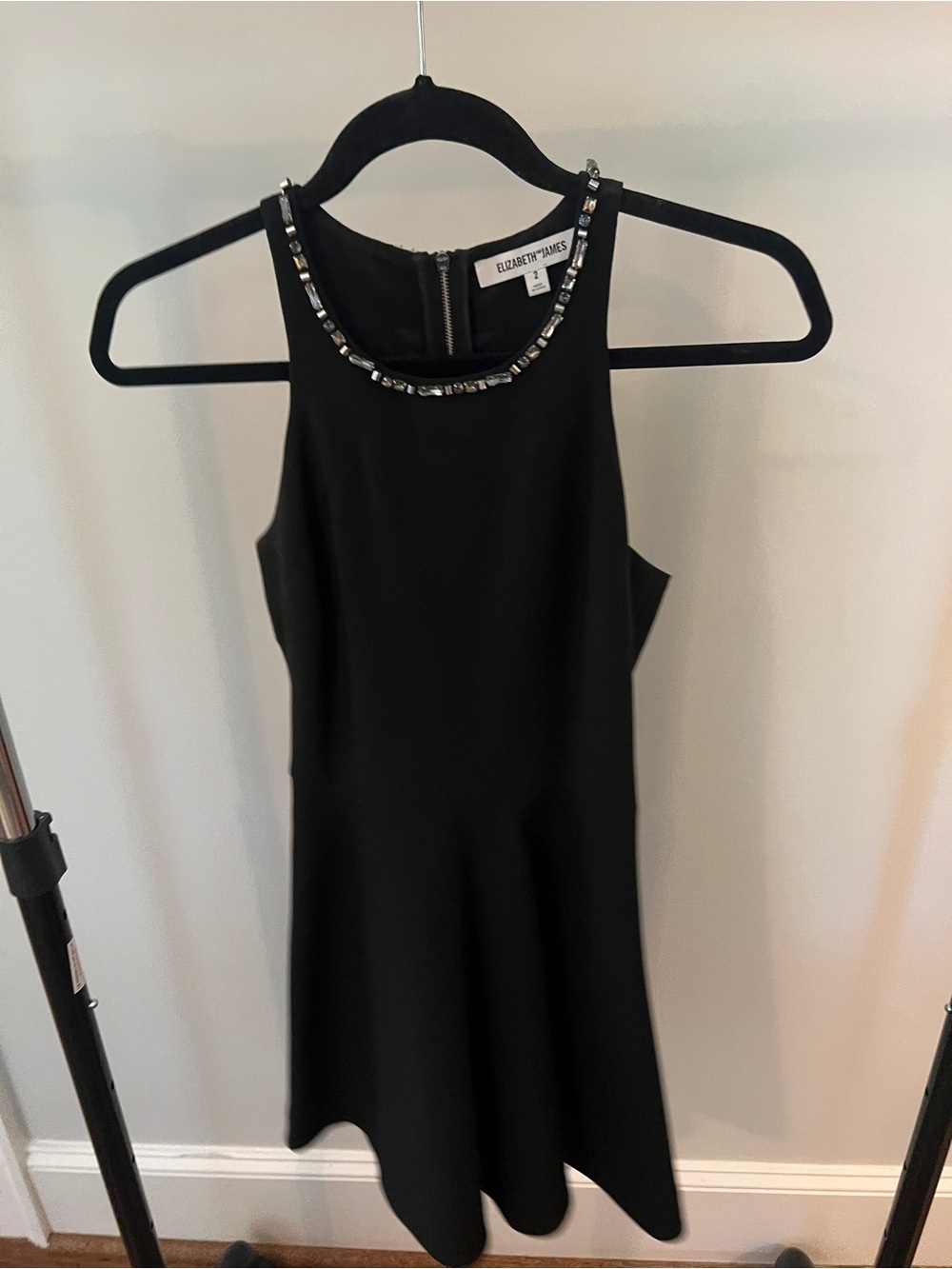 Elizabeth and James Black Sleeveless Jewel-Neck A-Line Dress